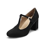 DREAM PAIRS Mary Jane Pumps mit T-Riemen, Hochzeitsschuhe für Damen,Size 35,Schwarz,DPU211