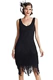 BABEYOND 1920s Kleid Damen Flapper Kleid ohne Ärmel V Ausschnitt Knielang Charleston Kleid Gatsby...