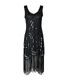 HAHAEMMA 1920s Kleid Damen Pfau Muster Flapper Charleston Kleid Gatsby Pailletten Quasten Saum...