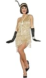 goldenes Charleston Kleid Karneval 20er Jahre Party Kostüm Fransen Damen Damenkostüm Mafia...