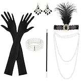 KEWUZY 6 Teiliges 20er Jahre Accessoires, 1920 Zubehör Set, Great Gatsby Party Kostüme Damen mit...
