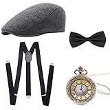 Wagoog 1920s Herren Accessoires, Mafia Gatsby Kostüm set Inklusive Panamahut Verstellbar Elastisch...