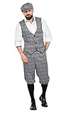 20er Jahre Peaky Blinders Herren Glencheck Anzug Knickerbocker Schwarz-Weiß Weste Schiebermütze,...