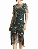 Coucoland 1920s Kleid Damen Kurz Fransen Ärmel Rund Ausschnitt Flapper Kleid 20er Jahre...