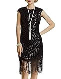 BABEYOND Damen Kleid voller Pailletten 20er Stil Runder Ausschnitt Inspiriert von Great Gatsby...