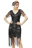 BABEYOND 1920s Kleid Damen Flapper Kleid mit Kurzem Ärmel Gatsby Motto Party Damen Kostüm Kleid...
