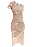 Belle Poque Paillettenkleid Damen Knielang Rockabilly Fransenkleid Festlich Bleistiftkleid...