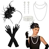 PEAKTOP 6PCS Great Gatsby Accessoires Set, 1920er Jahre Kostüm, 20er Jahre Damen Accessoires Mit...