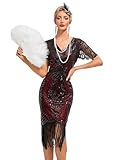 VILOREE 1920s Kleid Damen Flapper Charleston Kleid Gatsby Pailletten Cocktail Abschlussballkleid...
