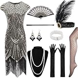 XCMVCN 12 Stück 1920er Charleston Kleid Pailletten Perlen Fransen Gatsby, Kleid mit 20er Jahre...