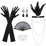 20er Jahre Accessoires, 6 Stück 1920 Zubehör Set, 20er Jahre Kostüm Damen, Great Gatsby...