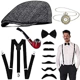 Goenb 20er Jahre Kostüm Herren Accessoires, Karneval Kostüm Herren Mafia Peaky Blinders Kostüm...