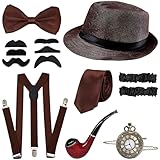 Lunriwis 20er Jahre Kostüm Herren Accessoires, 20er Mafia Kostüm Set,1920er Herren Outfit mit...
